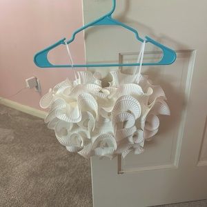 Swirly White Strapless Crop